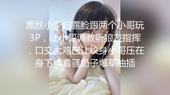 黑丝小少妇露脸跟两个小哥玩3P，让小哥调教听狼友指挥，口交大鸡巴让纹身小哥压在身下揉着骚奶子爆草抽插